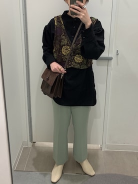「UNE MANSION（ユヌマンション）のソックスショートブーツ（ブーツ）」を使った、MISATO さん（レディース・161cm）の冬コーディネート