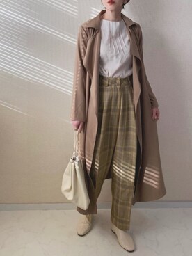 「UNE MANSION（ユヌマンション）のソックスショートブーツ（ブーツ）」を使った、MISATO さん（レディース・161cm）の春コーディネート