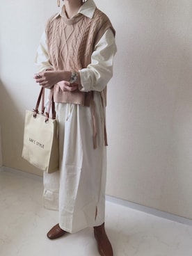 「DHOLIC（ディーホリック）のアイテム（シャツワンピース）」を使った、MISATO さん（レディース・161cm）の春コーディネート