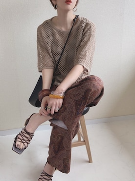 「ALLUMER（アリュメール）のアイテム（トップス）」を使った、MISATO さん（レディース・161cm）の春コーディネート
