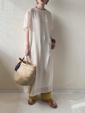 「MODE ROBE（モードローブ）のアイテム（バッグ）」を使った、MISATO さん（レディース・161cm）の夏コーディネート