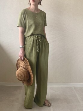 「TODAYFUL（トゥデイフル）のチュンキーフープピアス(Silver925)（ピアス（両耳用））」を使った、MISATO さん（レディース・161cm）の夏コーディネート