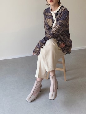 「TODAYFUL（トゥデイフル）のチュンキーフープピアス(Silver925)（ピアス（両耳用））」を使った、MISATO さん（レディース・161cm）の夏コーディネート