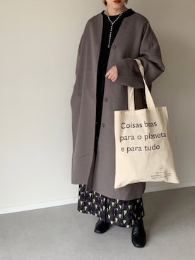 「SENSE OF PLACE by URBAN RESEARCH（センスオブプレイスバイアーバンリサーチ）のアイテム（ノーカラージャケット）」を使った、MISATO さん（レディース・161cm）の秋コーディネート
