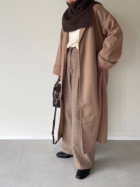 「DHOLIC（ディーホリック）のアイテム（スラックス）」を使った、MISATO さん（レディース・161cm）の冬コーディネート