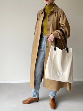 「Kastane」｜「アイテム（ステンカラーコート）」を使った、MISATO さん（レディース・161cm）の冬コーディネート
