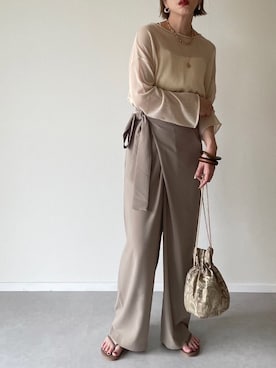 「DHOLIC（ディーホリック）のアイテム（スラックス）」を使った、MISATO さん（レディース・161cm）の夏コーディネート
