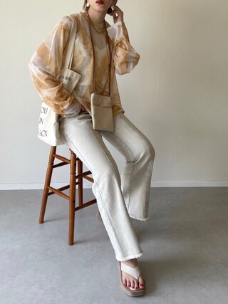 MISATO 使用「ipumu, DHOLIC（タイダイシアーロンTシャツ・全3色・t00570）」的時尚穿搭