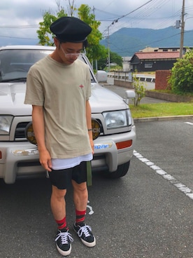 「アイテム（メガネ、ホワイト系）」を使った、nakajjjさん（メンズ・170cm）の夏コーディネート