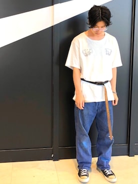「アイテム（メガネ、ホワイト系）」を使った、nakajjjさん（メンズ・170cm）の夏コーディネート