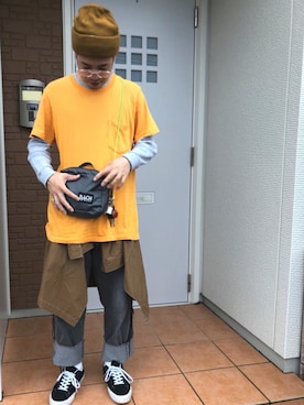 「アイテム（メガネ、ホワイト系）」を使った、nakajjjさん（メンズ・170cm）の秋コーディネート