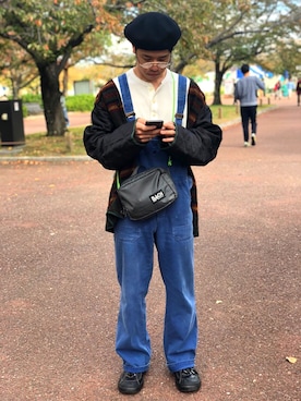 「WOOLRICH（ウールリッチ）のアイテム（ノーカラージャケット）」を使った、nakajjjさん（メンズ・170cm）の秋コーディネート