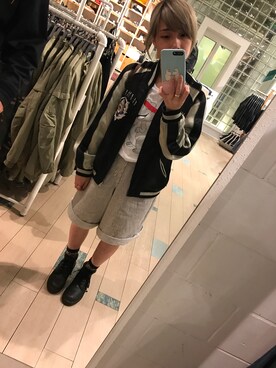 「Wrangler」｜「アイテム（スタジャン）」を使った、いつかさん（レディース・150cm）の春コーディネート