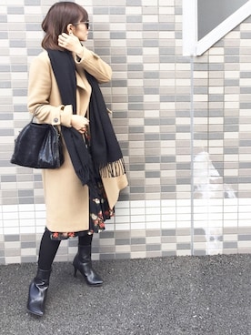 「URBAN RESEARCH（アーバンリサーチ）のUR ワイドリブ袖フレアカットソー（Tシャツ/カットソー）」を使った、Kie さん（レディース・162cm）の冬コーディネート