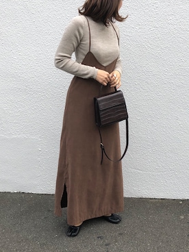 「ISOOK（アイスー）のアイテム（ワンピース）」を使った、Kie さん（レディース・162cm）の秋コーディネート