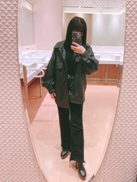 「GRL（グレイル）のアイテム（ライダースジャケット）」を使った、himahima02さん（レディース・150cm）の冬コーディネート