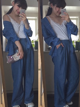 「アイテム（バレッタ/ヘアクリップ、ホワイト系）」を使った、❤︎ ｍｉｙｕｕ❤︎さん（レディース・166cm）の春コーディネート