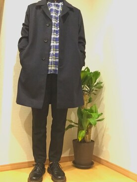 「Dr. Martens（ドクターマーチン）のDr.Martens (ドクターマーチン)/1461 3EYE GIBSON SHOES（その他シューズ）」を使った、teaさん（メンズ・171cm）の冬コーディネート