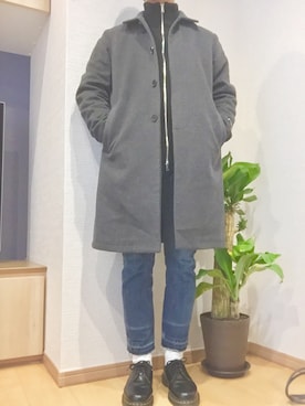 「Dr. Martens（ドクターマーチン）のDr.Martens (ドクターマーチン)/1461 3EYE GIBSON SHOES（その他シューズ）」を使った、teaさん（メンズ・171cm）の冬コーディネート