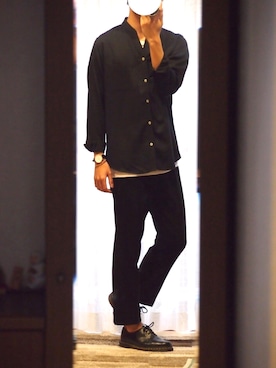 「Dr. Martens（ドクターマーチン）のDr.Martens (ドクターマーチン)/1461 3EYE GIBSON SHOES（その他シューズ）」を使った、teaさん（メンズ・171cm）の春コーディネート