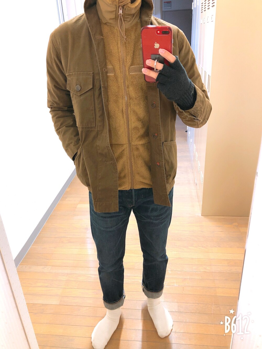 「RRL(RRL)、KATO'、ロスコ」｜「KATO'AAAのアイテム（カバーオール、グリーン系）」を使った、10NAさん（メンズ・177cm）の冬コーディネートの1枚目の写真