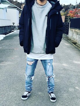 「nike sb 」｜「アイテム（ダウンジャケット/コート）」を使った、SHO∞さん（メンズ・170cm）の冬コーディネート