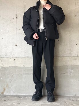 MAITO 마이토　使用「G.O.C（スタンドカラーショートペディン 中綿ダウンジャケット ボアブルゾン）」的時尚穿搭