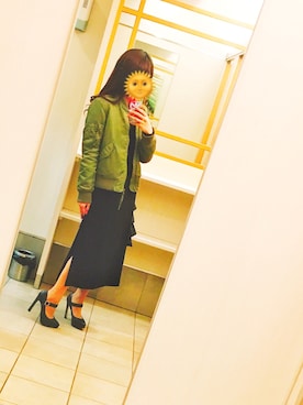 「EMODA（エモダ）のアイテム（ワンピース、ブラック系）」を使った、✩ yabu ✩さん（レディース・156cm）の冬コーディネート