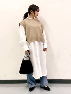 「春カラー」｜「アイテム（アンサンブル）」を使った、まりーさん（レディース・148cm）の春コーディネート