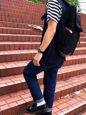 「UNIQLO（ユニクロ）のアイテム（Tシャツ/カットソー、ブラック系）」を使った、Hayato さん（メンズ・169cm）の夏コーディネート