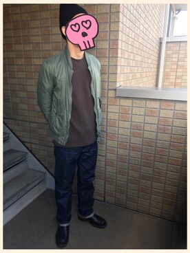 「BEAUTY&YOUTH UNITED ARROWS（ビューティーアンドユースユナイテッドアローズ）のアイテム（MA-1）」を使った、バーコーさん（メンズ・166cm）の秋コーディネート