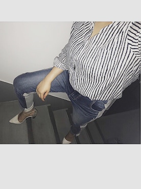 「Ameri（アメリ）のアイテム」を使った、YUKA  MAKINOさん（レディース・158cm）の春コーディネート