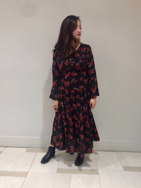 「UNIQLO（ユニクロ）のアイテム（ブーツ）」を使った、YUKA  MAKINOさん（レディース・158cm）の秋コーディネート