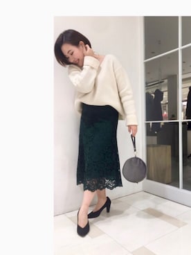 「総レース」｜YUKA  MAKINOさん（レディース・158cm）の冬コーディネート