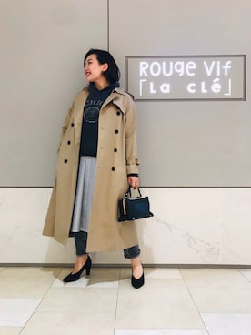 「Rouge vif（ルージュヴィフ）のアイテム（トレンチコート）」を使った、YUKA  MAKINOさん（レディース・158cm）の冬コーディネート
