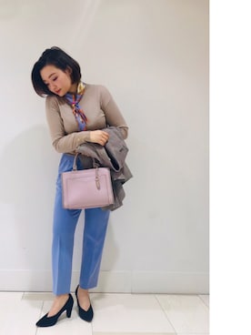 「ワークパンツ」｜「アイテム（パンプス）」を使った、YUKA  MAKINOさん（レディース・158cm）の冬コーディネート