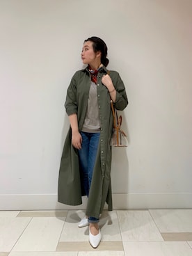 「Rouge vif（ルージュヴィフ）のアイテム（シャツワンピース）」を使った、YUKA  MAKINOさん（レディース・158cm）の春コーディネート