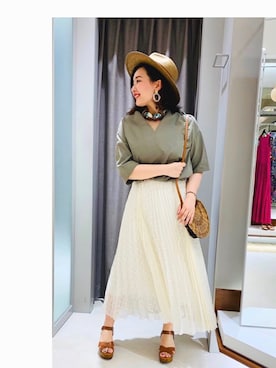 「eness（エネス）のアイテム」を使った、YUKA  MAKINOさん（レディース・158cm）の春コーディネート