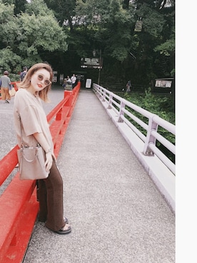 「Ameri（アメリ）のアイテム（パンツ）」を使った、YUKA  MAKINOさん（レディース・158cm）の夏コーディネート