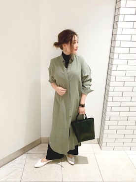「秋冬」｜「アイテム（シャツワンピース）」を使った、YUKA  MAKINOさん（レディース・158cm）の夏コーディネート