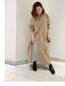 「Rouge vif（ルージュヴィフ）のアイテム（シャツワンピース）」を使った、YUKA  MAKINOさん（レディース・158cm）の秋コーディネート