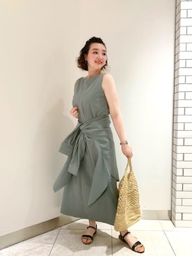 「Rouge vif（ルージュヴィフ）のアイテム（かごバッグ）」を使った、YUKA  MAKINOさん（レディース・158cm）の夏コーディネート