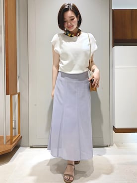 「ラベンダー」｜「アイテム（財布/小物）」を使った、YUKA  MAKINOさん（レディース・158cm）の夏コーディネート