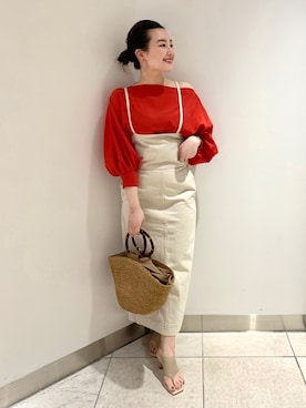 「Rougevif」｜「アイテム（ジャンパースカート）」を使った、YUKA  MAKINOさん（レディース・158cm）の春コーディネート