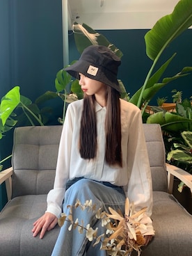 「ADER error（アーダーエラー）のアイテム（帽子）」を使った、Olivia🍦🦄さん（レディース・155cm）の夏コーディネート