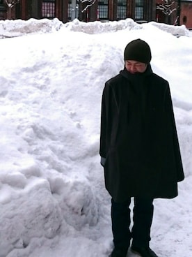 「LUGG NAGG（ラグナグ）のアイテム（ポンチョ）」を使った、Daisuke Numataさん（メンズ・163cm）の冬コーディネート