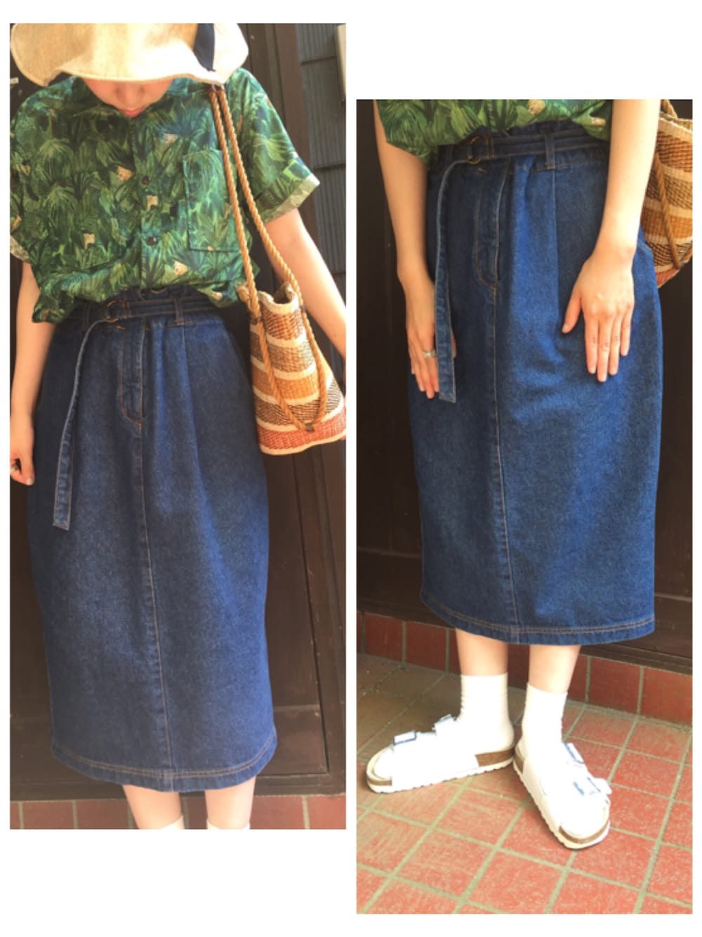 「どうぶつ柄、動物モチーフ、145cm、150cm、148cm、サンダル、くつした、くつした×サンダル」｜「Bleu Bleuetのアイテム（ハット、ベージュ系）」を使った、ツバメさん（レディース・148cm）の夏コーディネートの1枚目の写真