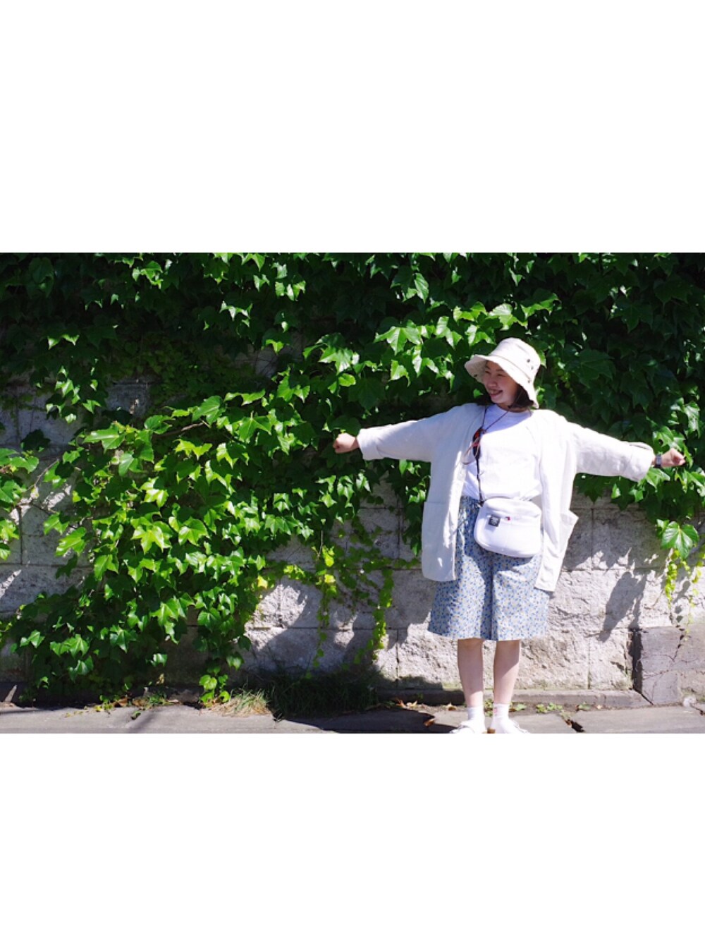 「リバティ、148cm、150cm、145cm」｜「タイの古着のアイテム（ハット、ベージュ系）」を使った、ツバメさん（レディース・147cm）の夏コーディネートの1枚目の写真