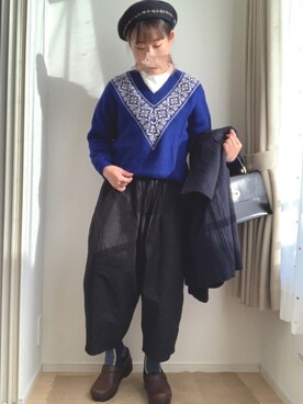 「ブルーニット」｜「アイテム（その他）」を使った、ｔａｅｔａｅさん（レディース・152cm）の冬コーディネート