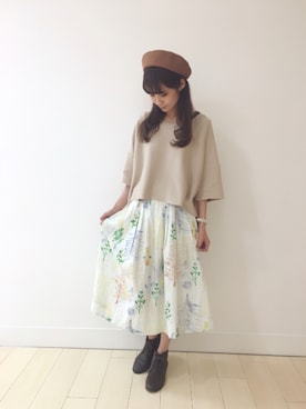 「Casselini（キャセリーニ）のアイテム（ハンチング/ベレー帽）」を使った、haupia(小倉井筒屋店)さん（レディース・168cm）の冬コーディネート